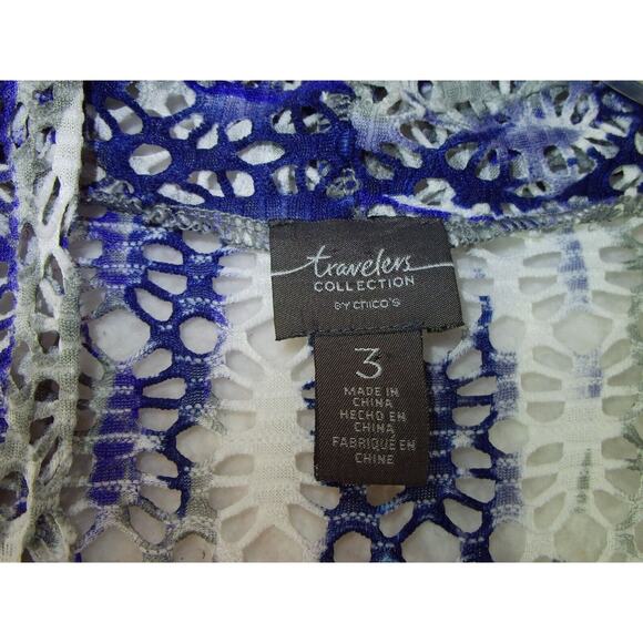 Chicos Weekends Size‎ 3 -Large 3/4 Sleeve Full Zip Jacket Women Purple Polyester - Picture 3 of 8